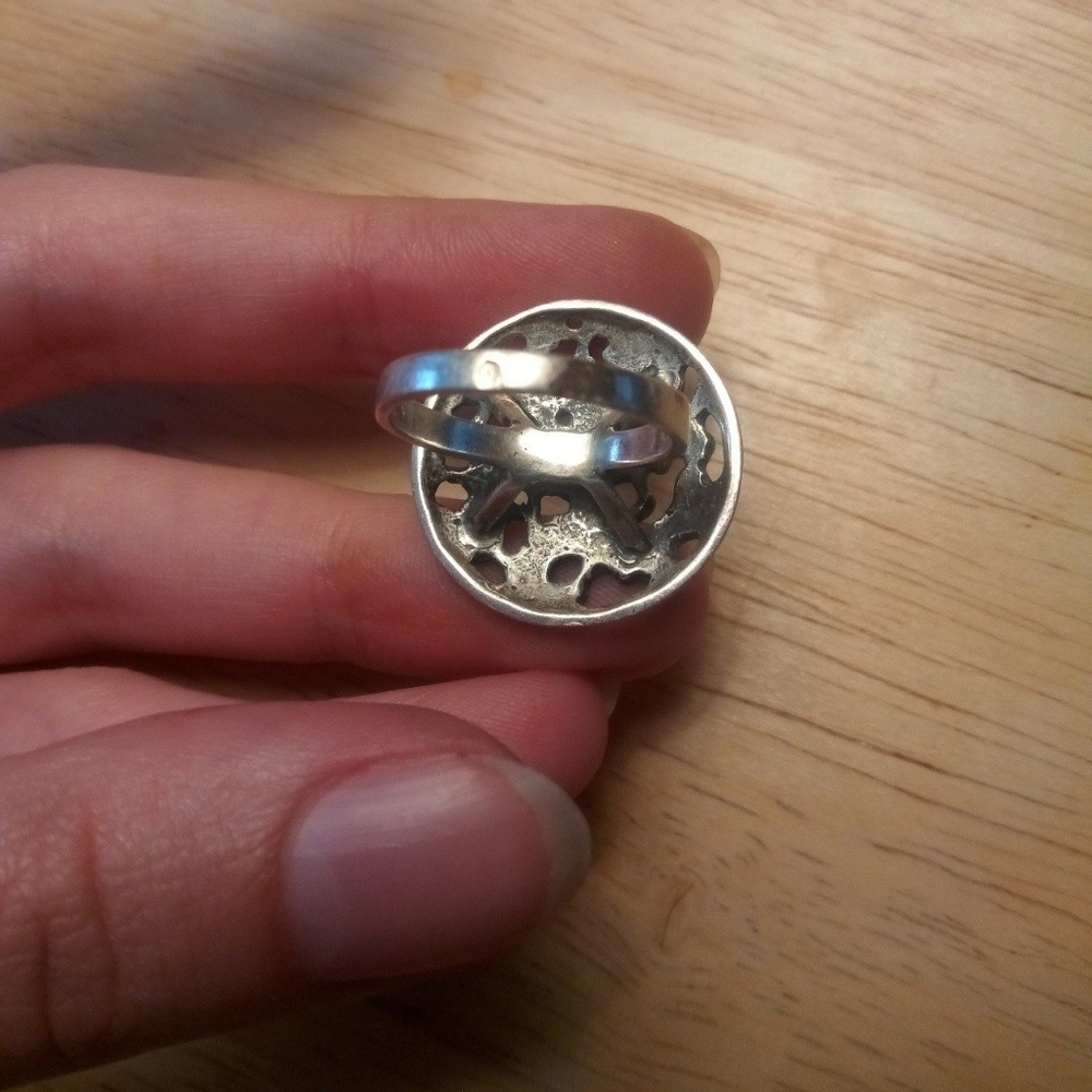 Sterling silver disk ring - Picture 2 of 2